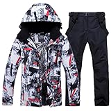 ALSOGO Herren Skianzug Ski Jacke und Hose Set Wasserdichter Schneeanzug Snowboard Jacke Hose Skikleidung Für Männer Black M