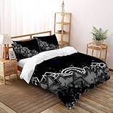 SHOVERKD Weiß Schwarz Grau Abstrakt Graffiti Bettwäsche-Set 3D Gedruckt Für Teens,Mikrofaser Polyester Mit Verstecktem Reißverschluss 3-Teilig Inkl. Kissenbezug King（220x240cm）