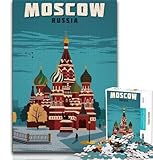 Puzzle 1000 Teile für Erwachsene, Geschenke, Moskau, Reisekunst, Russland, Spielzeug, Lernspiele, Stressabbau, einzigartige Heimdekoration und Geschenke (38x26cm)