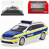 Volkwagen Passat B8 GTE Variant Kombi Polizei Hannover Ab 2014 mit Sockel und Vitrine H0 1/87 Herpa Modell Auto mit individiuellem Wunschkennzeichen
