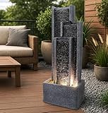 Gartenbrunnen BK903 Wasserwand 99 cm Standbrunnen Springbrunnen mit Beleuchtung Wasserfall Gartendeko Zimmerbrunnen