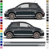 Auto-Dress Seitenstreifen Aufkleber Set/Dekor passend für Abarth 500 595 - Motiv: Abarth-Esseesse (Farbwunsch)