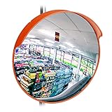 Relaxdays Beobachtungsspiegel 45 cm, professionell, unzerbrechlich, Indoor, inklusive Halterung für Wand & Pfosten, rot