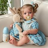 BABESIDE Realistische Babypuppen echte Reborn-Babypuppen 45cm Lebensechte Kleinkinder Mädchen Weicher Stoffkörper mit Langen Blonden Haaren, mit Kleidungszubehör für Kinder ab 3 Jahren
