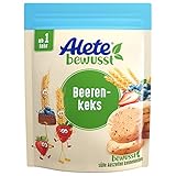 Alete bewusst Beerenkeks, Kekse mit Heidelbeer- & Erdbeerzubereitung, Gebäck für Kinder ab 1 Jahr, verzehrfertig im wiederverschließbaren Beutel, 150 g (ca. 16 Portionen)