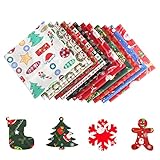 KOSHIFU 12 Stück Baumwollstoff Weihnachten Stoffe zum Nähen Meterware 50 x 50 cm Patchwork Stoffe Paket Weihnachten Stoffpaket Baumwolle Weihnachtsstoffe für DIY Handwerk Deko