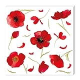 Grätz Verlag 20 Stück Servietten mit Mohn-Blumen, Mohnblume, Blüten, rot, weiß, grün, Retro, Vintage, quadratisch