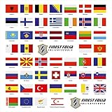 Finest Folia 50 Länderfahnen Flaggen Set auf 2 Din A4 Bögen Jede Fahne 4,9x3,3cm Aufkleber Sticker für Modellbau Fahrrad Auto Motorrad Deko Länder Europa R108