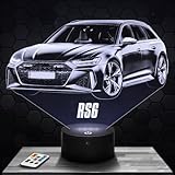 Nachttischlampe RS6 Miniatur-Dekorationssammlung - Auto Nachtlicht für Erwachsene, Deko für das Schlafzimmer, Originelle Geschenkidee für RS6-Fans zu Weihnachten