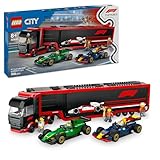 LEGO City F1 Transporter mit RB20 & AMR24 F1 Rennautos - Spielzeug Autotransporter für Red Bull & Aston Martin Formel 1 Teams - Inkl. 5 Minifiguren - Geschenk für Jungen & Mädchen ab 8 Jahren 60445