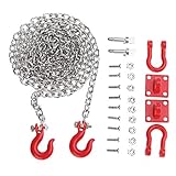 Tbest RC Abschlepphaken Set, Crawler Abschlepphaken Zubehör Metall RC Anhänger Abschleppkette Set Modellauto Zubehör für RC Car Climbing Crawler