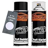 TRISTARcolor Autolack Spraydosen Set für VW/Volkswagen LB9A Candyweiss/Candy White Basislack Klarlack Sprühdose 400ml