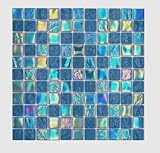 Glasmosaik Mosaikfliese small flip flop irisierend türkis blau mehrfarbig Wand Fliesenspiegel Küche Dusche
