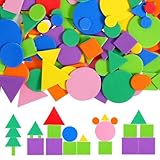 Classicseali 600 Stück Selbstklebende Moosgummi Sticker Kinder,Geometrische Aufkleber,Bunte Geometrische Schaumstoffaufkleber zum Basteln für Scrapbooking,Kartenherstellung,Handarbeit,Zuhause
