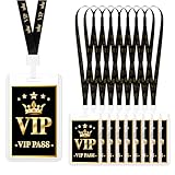 Yuecda 10 Sets VIP-Abzeichen-Umhängeband mit Kunststoff-VIP-Pass-Karte, schwarzes Umhängeband, VIP Backstage-Pass für Musikpreis, Filmabend, Geburtstag, Party, Konzert, Event