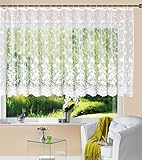 Gardine Store Kurzstore Jacquard Koblenz HxB 145x300 cm Kräuselband Universalband Weiß Blumenmuster Transparent Voile Vorhang Wohnzimmer