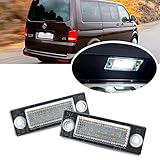 2 x LED Kennzeichenbeleuchtung für VW Caddy MK3 Transporter T5 T6 T6.1 Golf MK5 P/Assat B5 B6 J/etta Touran Skoda Superb 18-SMD 6000K Weiß Canbus LED Tag Lampen