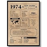 EQUIK PRODUCTS Geburtstagskarte 1974 | Geburtstagsgeschenk für Männer und Frauen | Geburtsjahr 1974 | Vintage Poster | Dekoration und Geschenkidee | Zurück in 1974