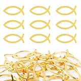 FLOFIA 36 STK Fisch Deko Kommunion Acryl Taufe Tischdeko Fische Streudeko Gold Konfirmation Dekoration Fisch Konfetti Dekofisch für Junge Mädchen