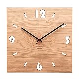 huamet Holz Wanduhr Eiche Astig DUHRCHBRUCH, eckig - einzigartiges Design, geräuschlos ohne Ticken - Qualitätsprodukt Made in Südtirol - CH51-A-1604
