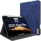 Hülle für iPad Pro 11 2021/2020/2018 (3.Gen/2.Gen) mit Stifthalter Leder Standfuß Denim Automatischem Schlaf/Aufwach Unterstützung Stift Kabelloses Aufladen DTH-PANDA iPad Pro 11”Case
