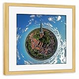 artboxONE Poster mit Rahmen Kiefer 50x50 cm St.-Magnus-Kirche (W-Seite) Esens von Dienstleistungsdrohne.de