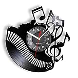 Smotly Vinyl Wanduhr, Musik Orgel Muster Thema Wanduhr, Geschenk für Musikliebhaber Home Wanduhr