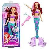 Mattel Disney Prinzessin Arielle die Meerjungfrau Puppe, Meerjungfrau Spielzeug, Schwanzflosse verändert durch Wasser Farbe, Disney Geschenke, Spielzeug ab 3 Jahre, HLW00