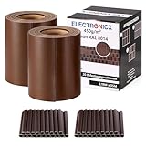 Electronicx PVC Sichtschutzstreifen Braun (RAL 8014) | Sichtschutz Zaunfolie Doppelstabmatten | 70m (2x35m) x 19 cm | 450g/m² | UV-beständig, Blickdicht, inkl. 40 Befestigungsclips