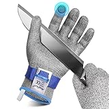 AmzFirst Schnittschutzhandschuhe küche, Leistungsfähiger Level 9 Schutz, Touchscreen Edelstahl Draht Metall Mesh Arbeitshandschuhe, Kettenhandschuh, Mandolinen Handschuhe, 1 Stück, größe 7/S