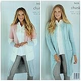 King Cole 5623 Strickmuster für Damen, einfach zu stricken, lange Strickjacken in zeitlosem Grobstrick