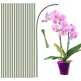 Pflanzenstütze 44.5CM, HOUNANG 20 Stück Pflanzstäbe für Innen- und Außenbereich, Flexibler Orchideenstäbe aus Grünem Kunststoff und Metall, Pflanzen Stütze,Professionelles Pflanzenstab