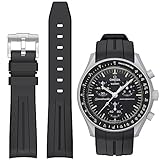 Ersatz-Uhrenarmband für MoonSwatch, gebogen, keine Lücken, Gummi-Armband, kompatibel mit Omega X Swatch MoonSwatch Speedmaster, Rolex, SEIKO, 20 mm Uhr, Schwarz