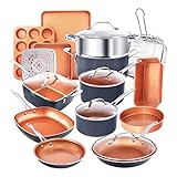 GOTHAM STEEL Stahl 20 stück All in one küche kochgeschirr + bakeware Set mit nonstick Durable keramikbeschichtung 20-teiliges Set Kupfer