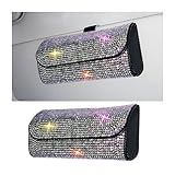 JNNJ Auto Brillenetui, Kristall Brillen Aufbewahrungsbox Auto, Universal Strass Auto Brillenetui, Sonnenbrillenhalter Aufbewahrungsbox Für Sonnenblende(Farbig)