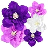 Lusofie 5 Stück Papierblumen Wanddekorationen Lila Seidenpapier Pompons Deko Krepppapier Bunt künstliches 3D Blumen Papier Können für Party Geburtstag Hochzeit Wanddekoration Verwendet Werden