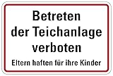 Aufkleber Hinweis „Betreten der Teichanlage verboten“ Verbot Schild Folie selbstklebend | Größen wählbar Made in Germany, Größe: 20x30cm