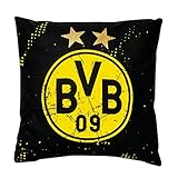 Borussia Dortmund, BVB-Kissen Sterne, Schwarz/Gelb, 40x40cm, 1 Stück (1er Pack)