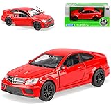 Generisch Mercedes-B C-Klasse C63 AMG Coupe C204 Rot 2011-2015 ca 1/43 1/36-1/46 Welly Modell Auto mit individiuellem Wunschkennzeichen