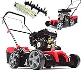 Benzin Vertikutierer 55791 Rasenlüfter 2in1 Lüfter 5,7 PS 209 CCM, 40L Fangkorb, 2 Walzen, 8-Fach Schnitthöheneinstellung AWZ