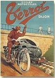 FRANZOSICH VINTAGE METALL BLECHSCHILD 20X15cm RETRO WERBUNG MOTORRAD TERROT DIJON