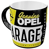 Nostalgic-Art Retro Kaffeebecher, 330 ml, Opel – Garage – Geschenk-Idee für Opel-Zubehör Fans, Original Lizenzprodukt (OLP), Keramik-Tasse für Kaffee, Vintage Design