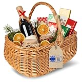 Creative Home Einkaufskorb Weidenkorb mit Henkel Picknickkorb | 36 x 26 x 31 cm (+/- 2 cm) | Handgeflochten | Naturbraun | Universell und Langlebig Groß Osterkörbchen Geflochten