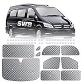 MaxEarn 8-teiliges Thermo-Rollo-Set für Vito II W639/Viano SWB L2 2003–2014, Fenster-Frontscheibenabdeckung, Sonnenblenden-Wickel-Set, Sommer-UV-Sonnenrollo und Winterisolierung für Wohnmobile