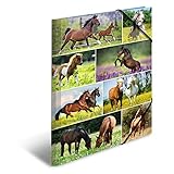 HERMA 19452 Sammelmappe DIN A3 Tierwelten Pferdewiese, stabile Pappe, Ordnungsmappe mit vollständigen Innendruck und Gummizug, Dokumentenmappe für Kinder, Jungen und Mädchen