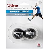 Wilson Squash-Ball, 2 Stück, Schnell, Anfänger, Blauer Punkt, Staff Premium Single Blue Dot, WRT617500, Schwarz