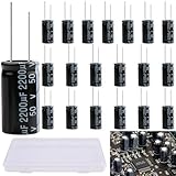 LongZYU 20 Stück Kondensator 2200µf 50V Elektrolytkondensatoren Aluminium-Elektrolytkondensator Electrolytic Capacitors Elkos Kondensator 105°C Kondensatoren 2200µf mit Aufbewahrungsbox, 16 x 30 mm