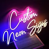 Segorts Neon Schild Personalisiert LED Leuchtreklame mit 12 Farboptionen, Leuchtschild Neon Schriftzug für Hochzeit Geburtstag Wanddekoration Bar Party Salon Schlafzimmer Geschenk (25-140cm Länge)