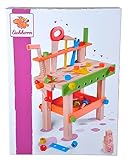 Eichhorn Werkbank aus Holz für Kinder ab 3 Jahren – Spielzeug mit Werkzeug und Zubehör – stabile Holzwerkbank zum Schrauben und Hämmern – Lernspielzeug 19 x 42 x 39 cm – Geschenkidee Jungen Mädchen