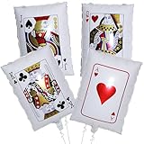 Tourima Poker Deko Ballons 4 Stück, Pokerkarten JQKA Folienballons 28x48cm, Casino Deko & Las Vegas Partydeko, Pokerset Pokerkoffer Pokerchips Poker Karten, Casino Royale Poker Spiel Party Zubehör